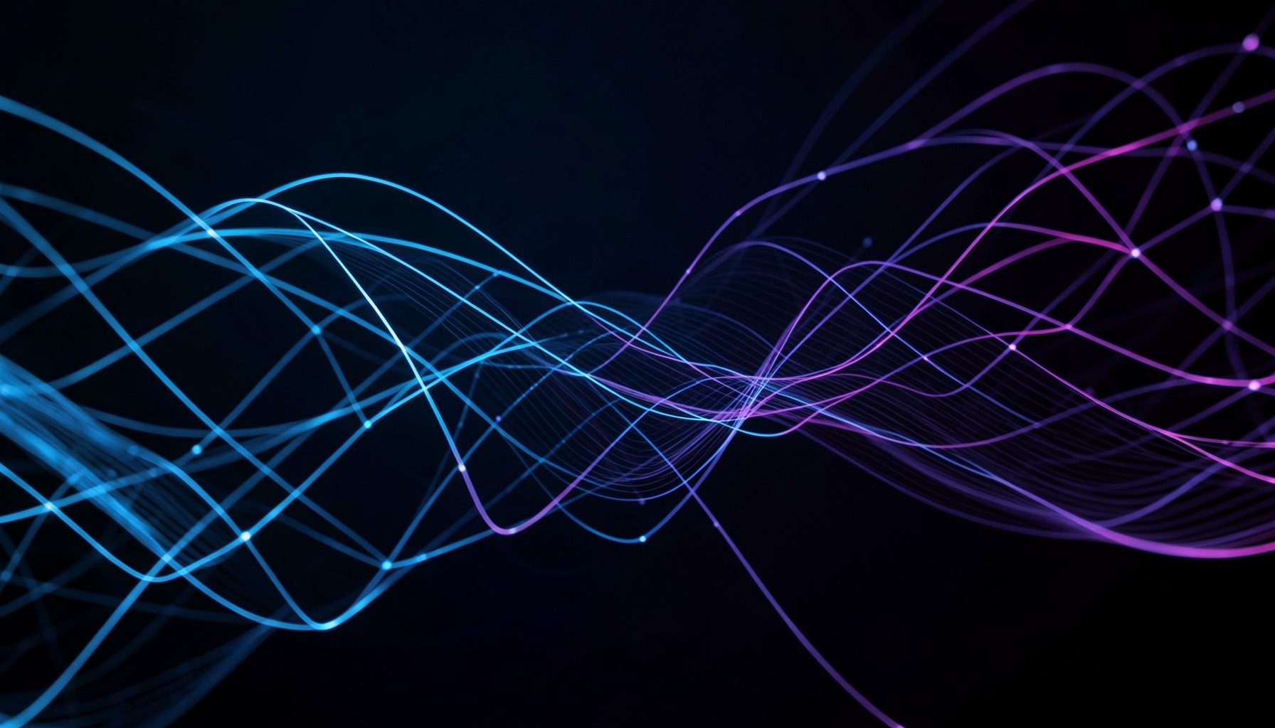Cool blue and violet abstract flowing lines evoking smart contract networks and decentralized technology on a dark backdrop